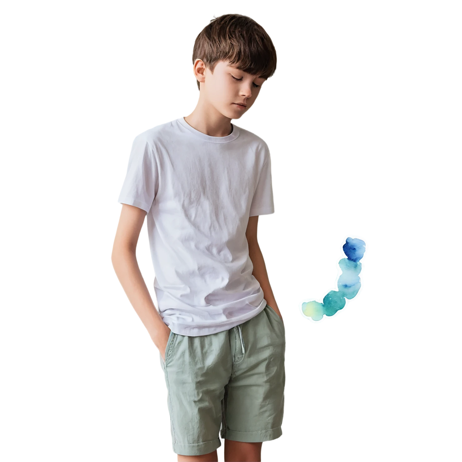 Boy watercolor sticker isolated on transparent background #13487