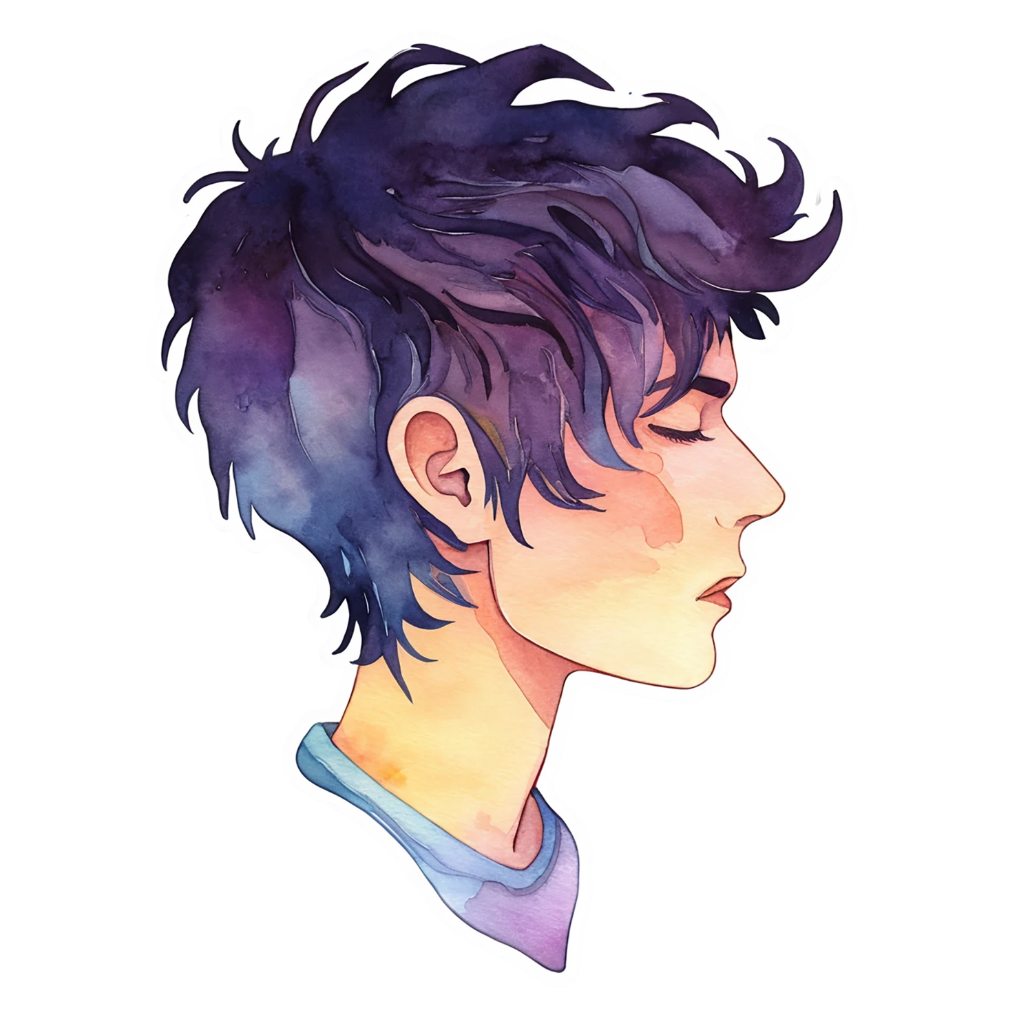Boy watercolor sticker isolated on transparent background #13488
