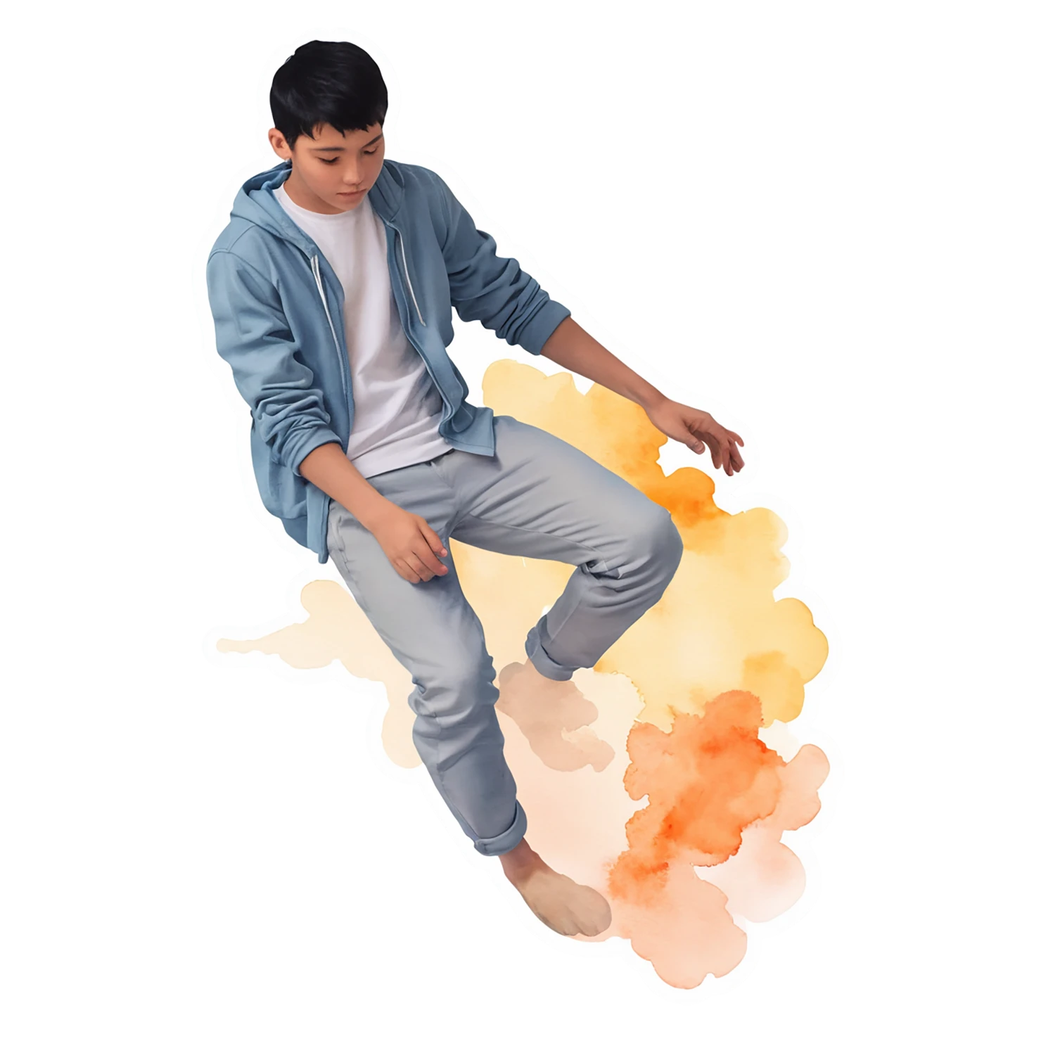 Boy watercolor sticker isolated on transparent background #13489