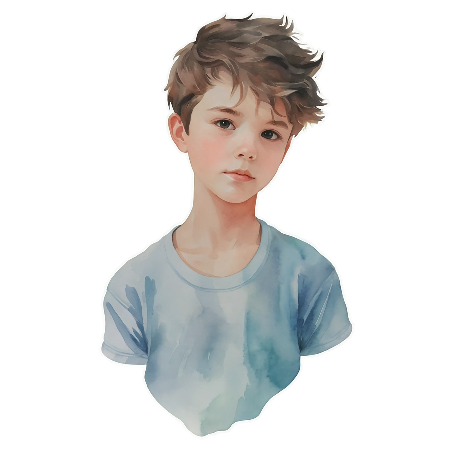 Boy watercolor sticker isolated on transparent background #13494