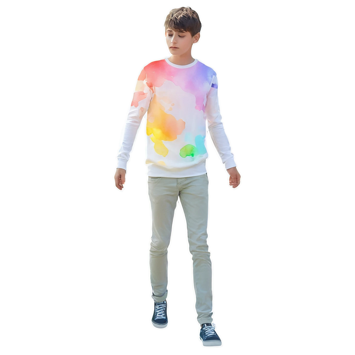 Boy watercolor sticker isolated on transparent background #13497