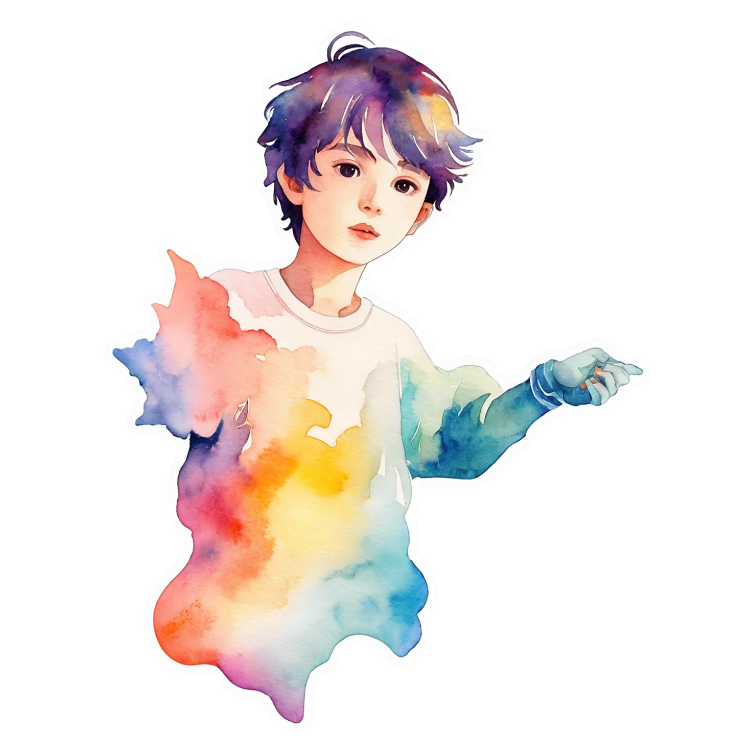 Boy watercolor sticker isolated on transparent background #13499