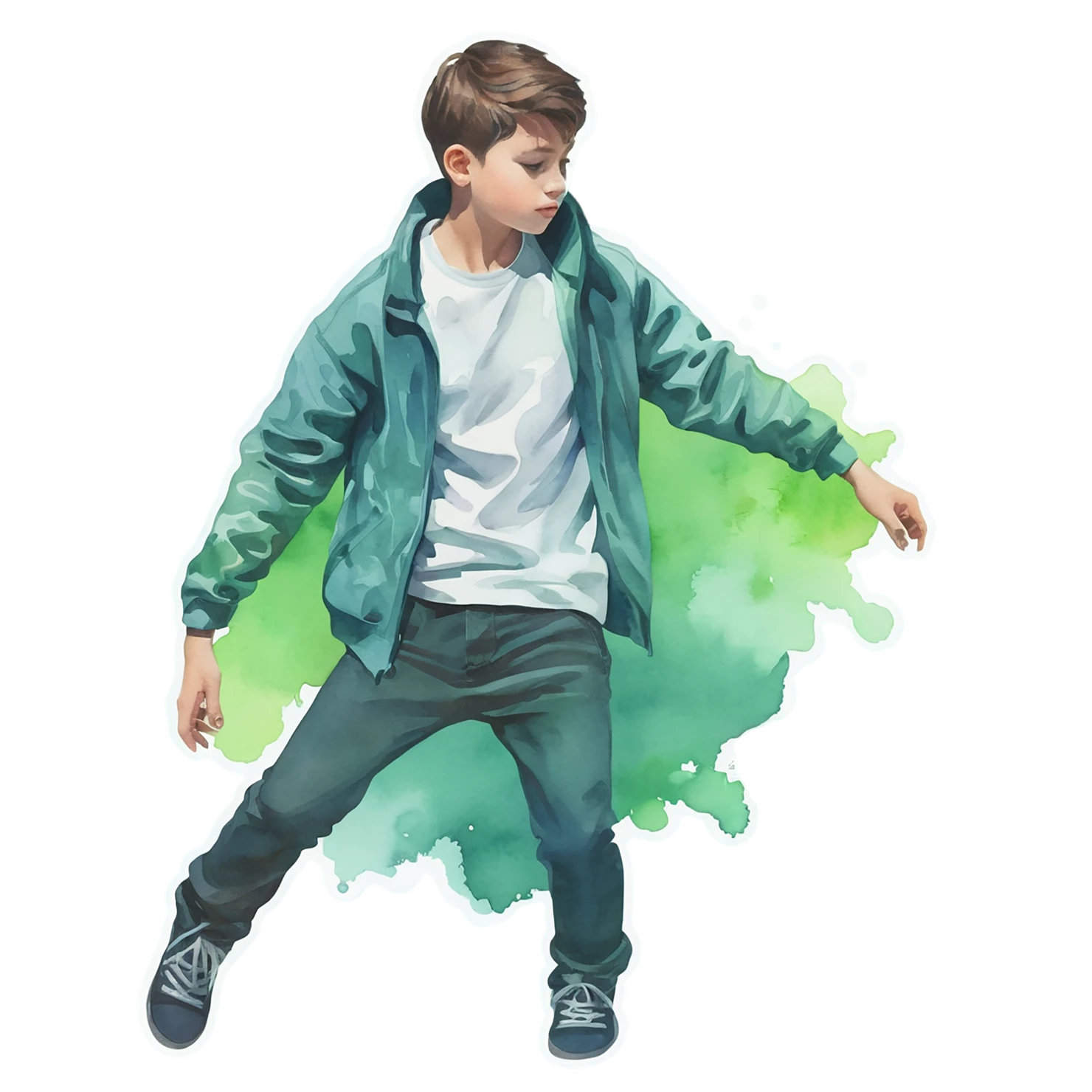 Boy watercolor sticker isolated on transparent background #13500