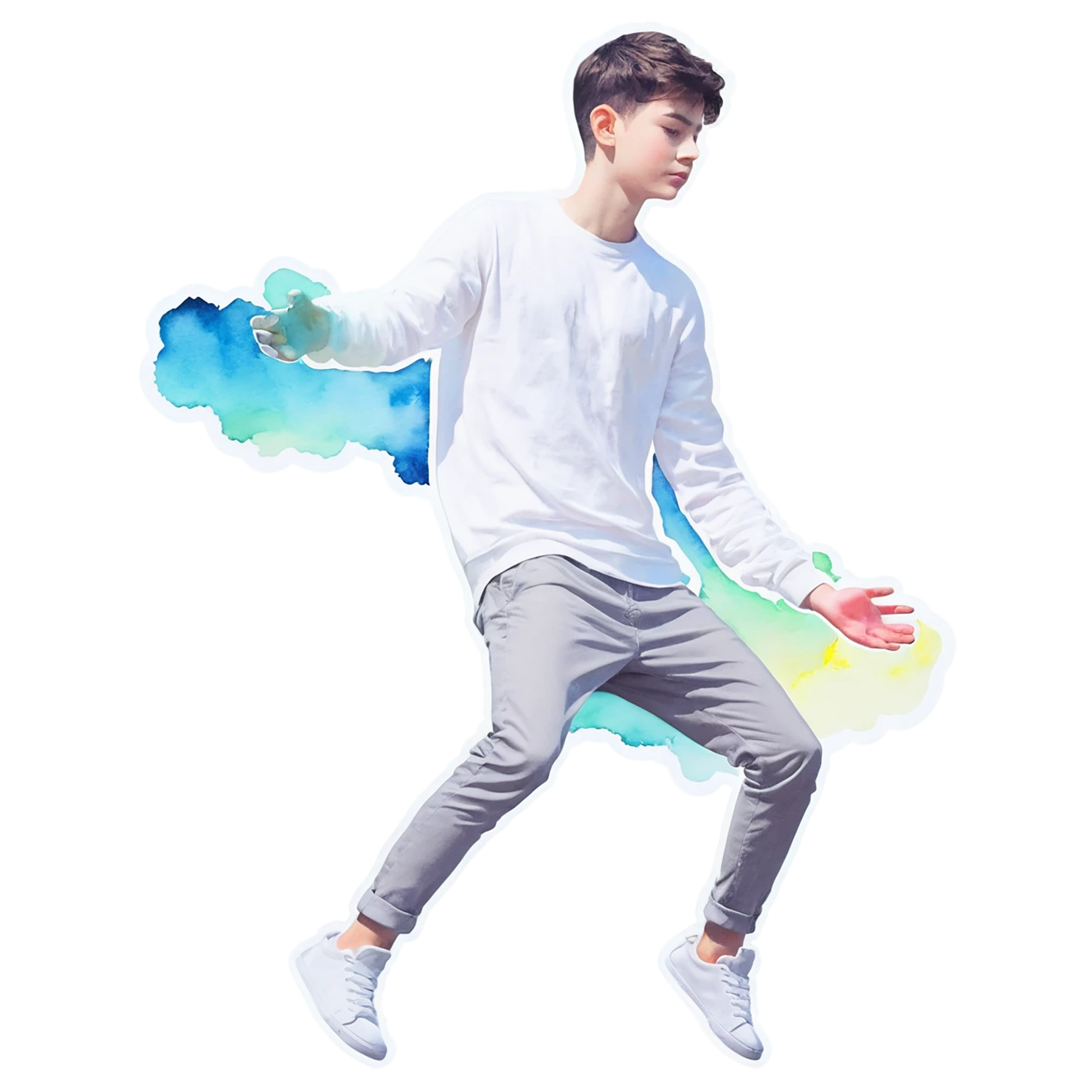Boy watercolor sticker isolated on transparent background #13501