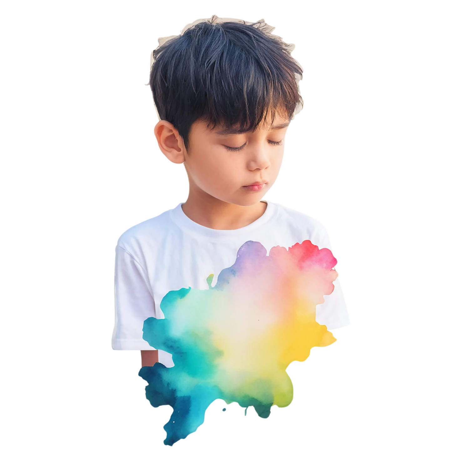 Boy watercolor sticker isolated on transparent background #13504