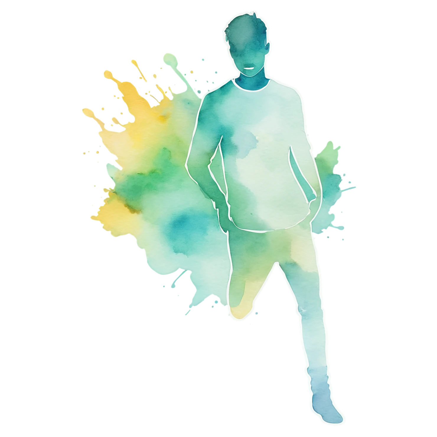 Boy watercolor sticker isolated on transparent background #13508