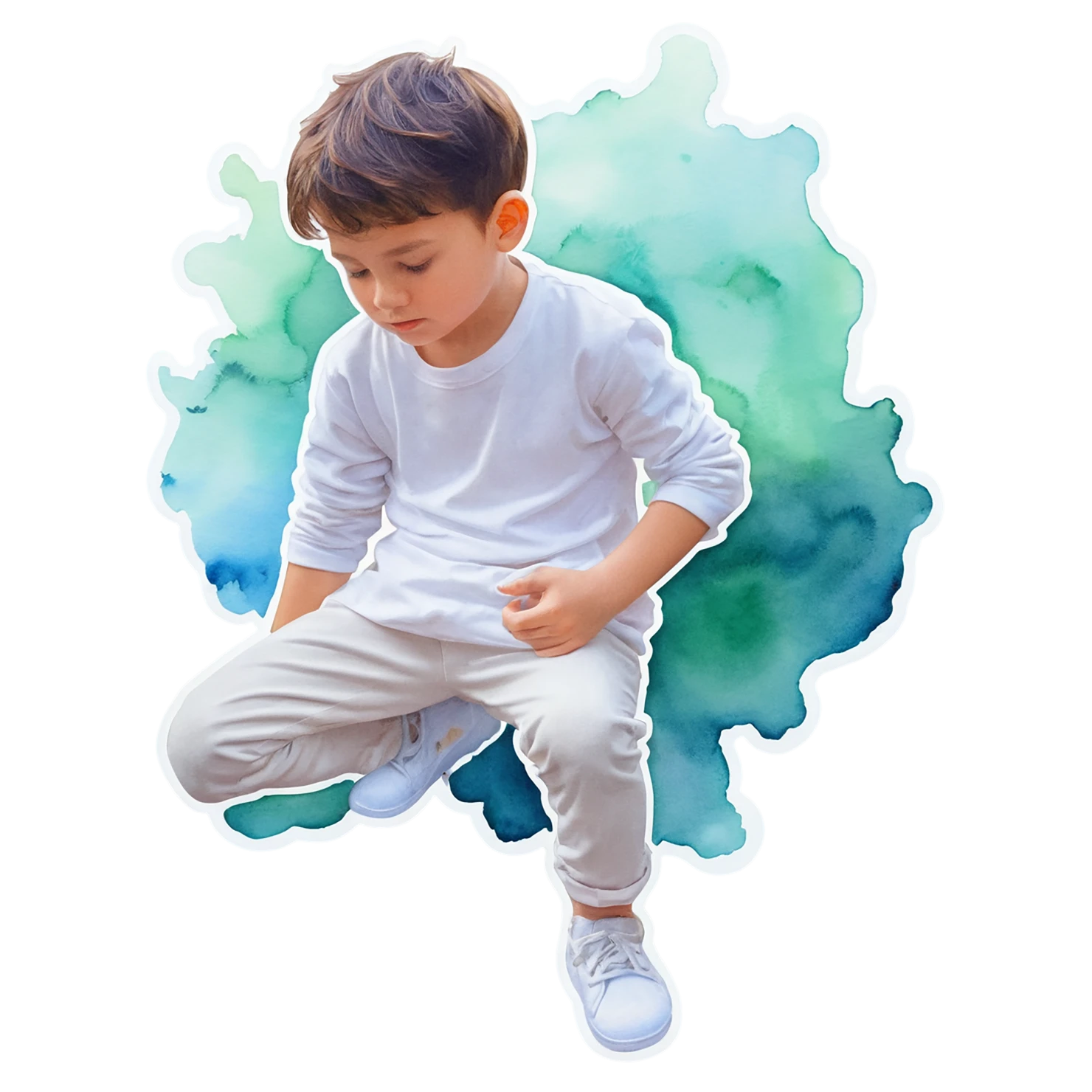 Boy watercolor sticker isolated on transparent background #13509