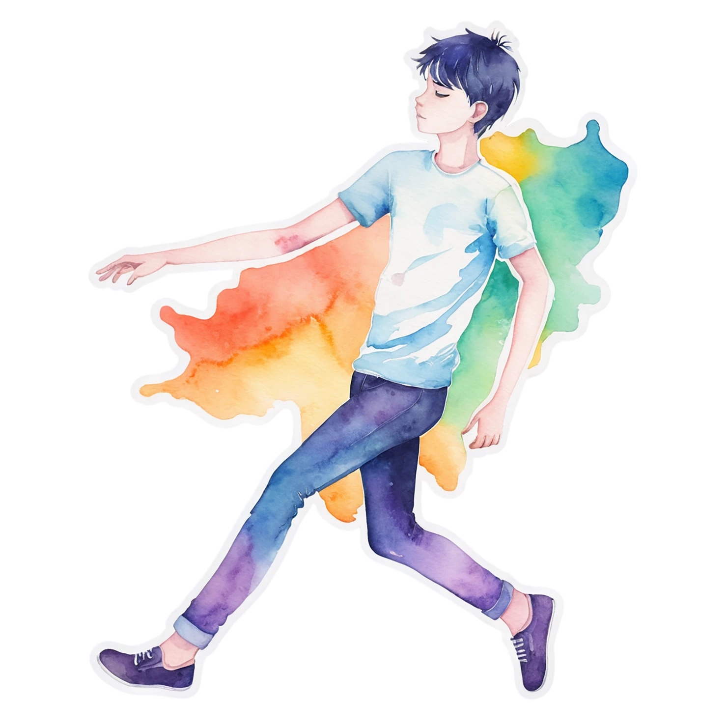Boy watercolor sticker isolated on transparent background #13511