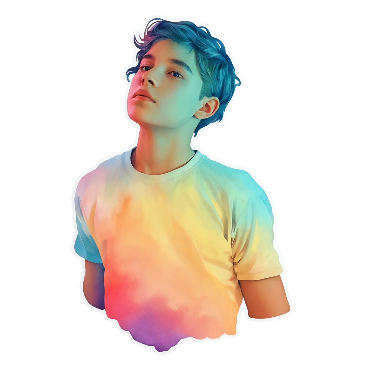 Boy watercolor sticker isolated on transparent background #13512