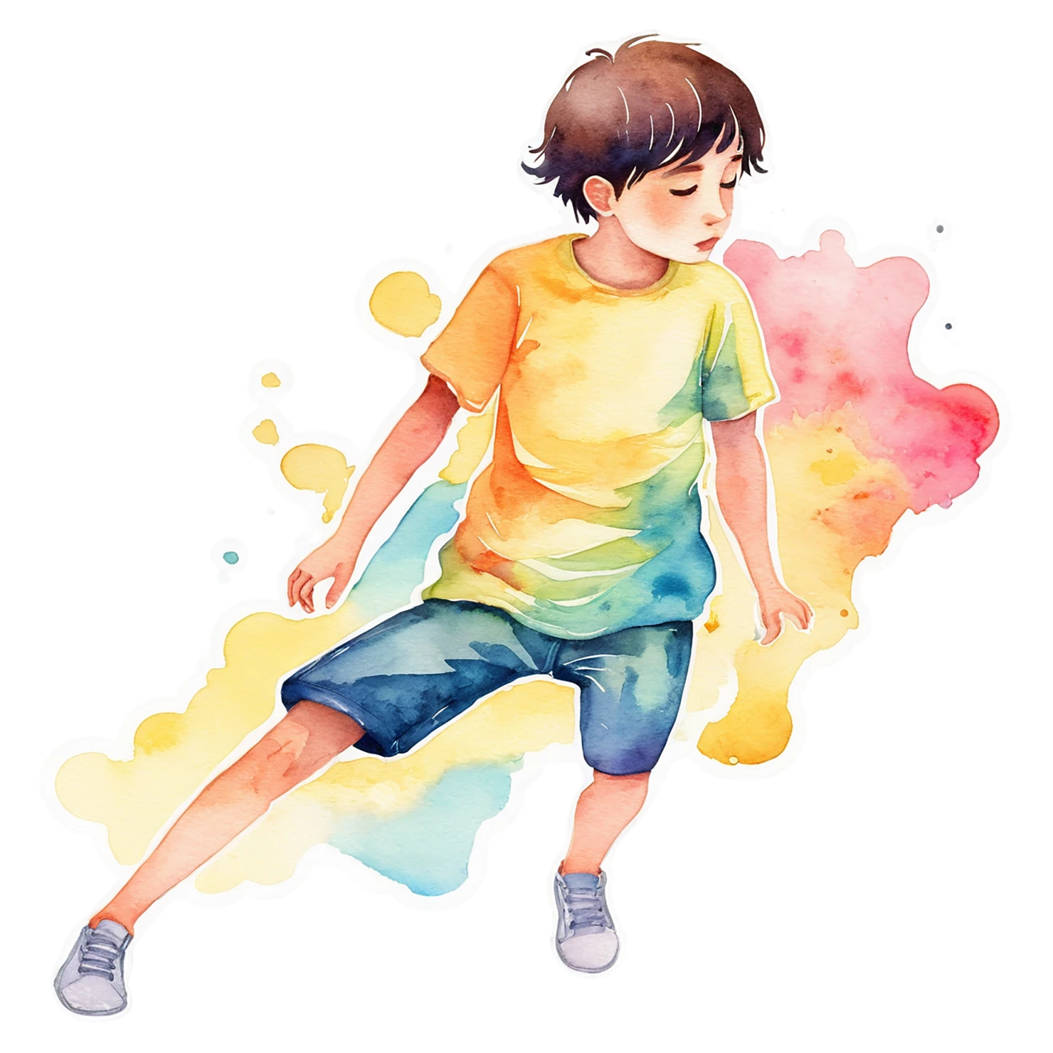 Boy watercolor sticker isolated on transparent background #13514