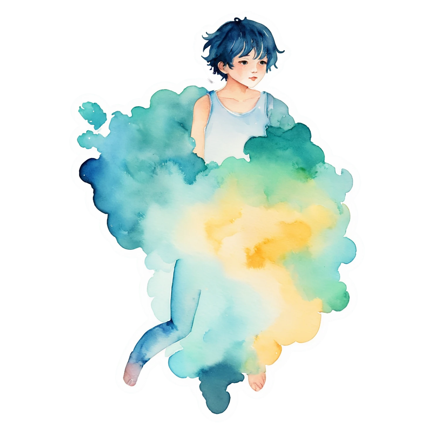 Boy watercolor sticker isolated on transparent background #13516