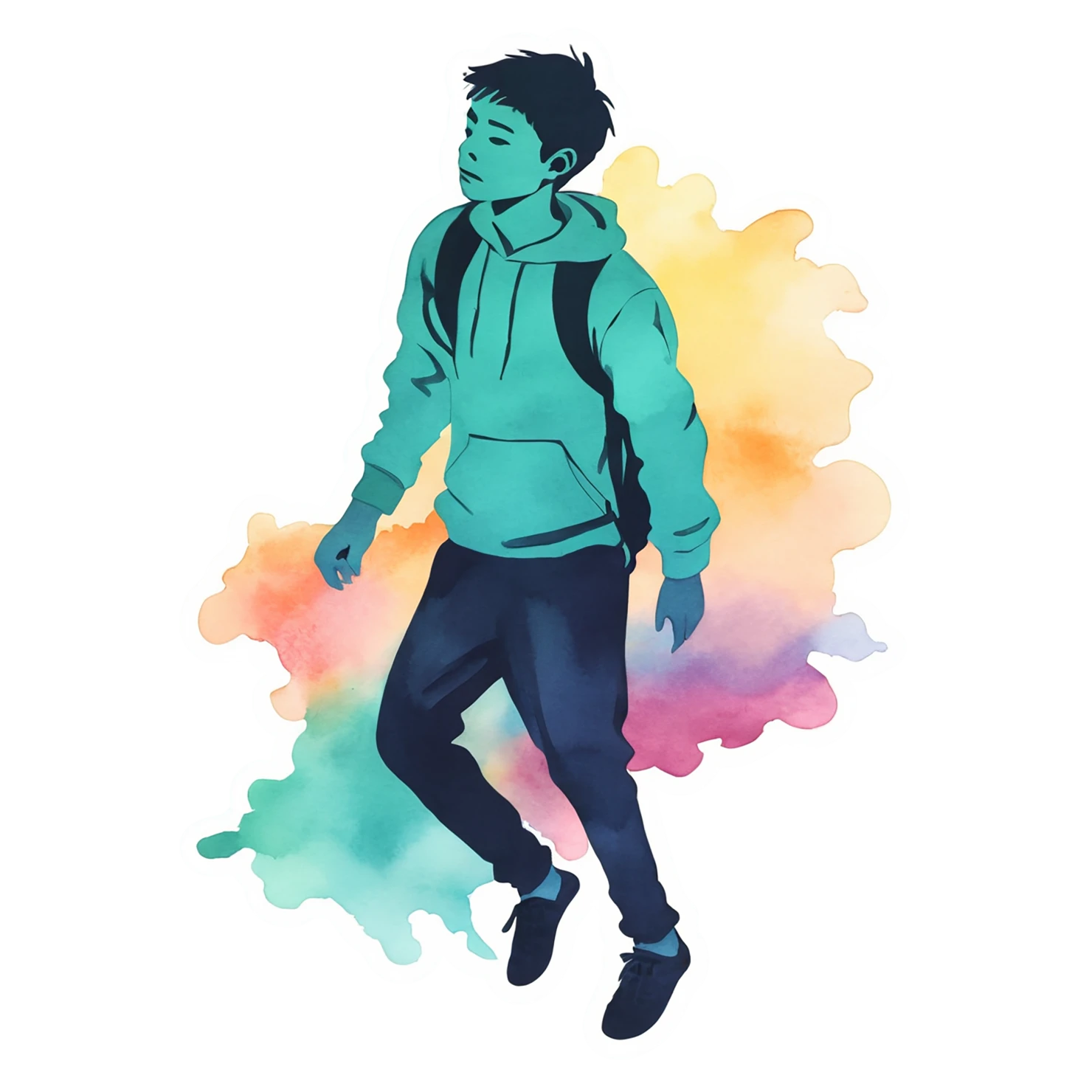 Boy watercolor sticker isolated on transparent background #13522