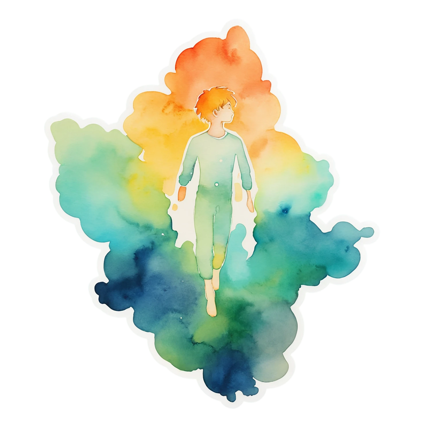 Boy watercolor sticker isolated on transparent background #13524