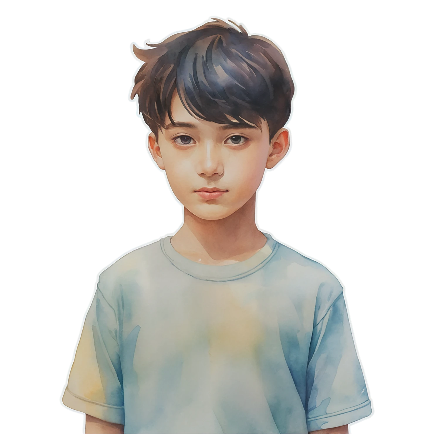 Boy watercolor sticker isolated on transparent background #13525