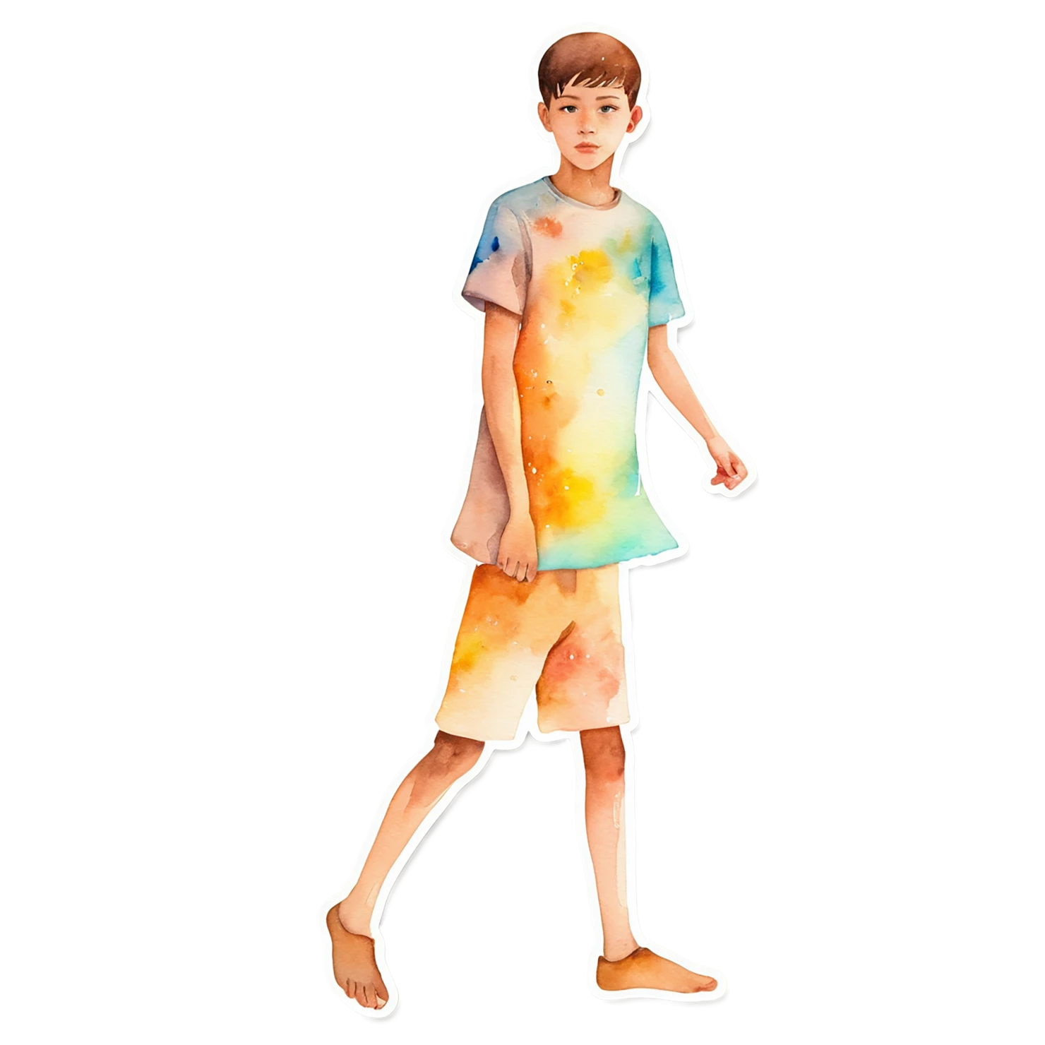 Boy watercolor sticker isolated on transparent background #13528