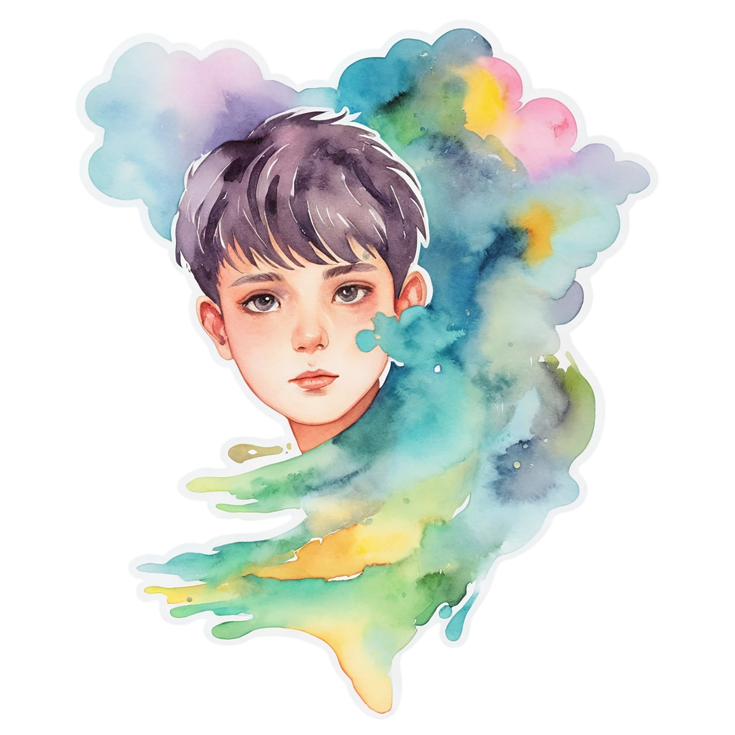 Boy watercolor sticker isolated on transparent background #13532