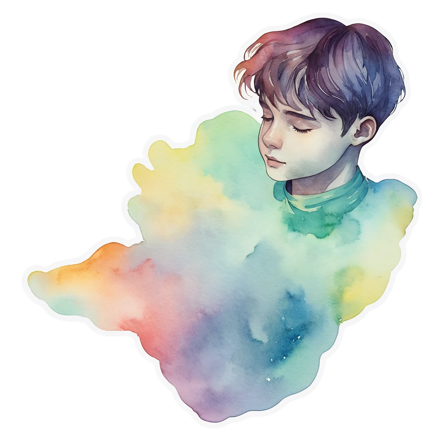 Boy watercolor sticker isolated on transparent background #13538