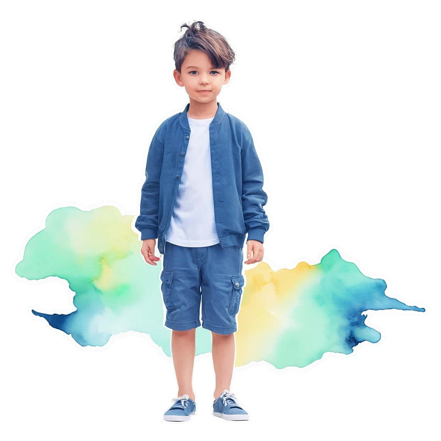 Boy watercolor sticker isolated on transparent background #13539