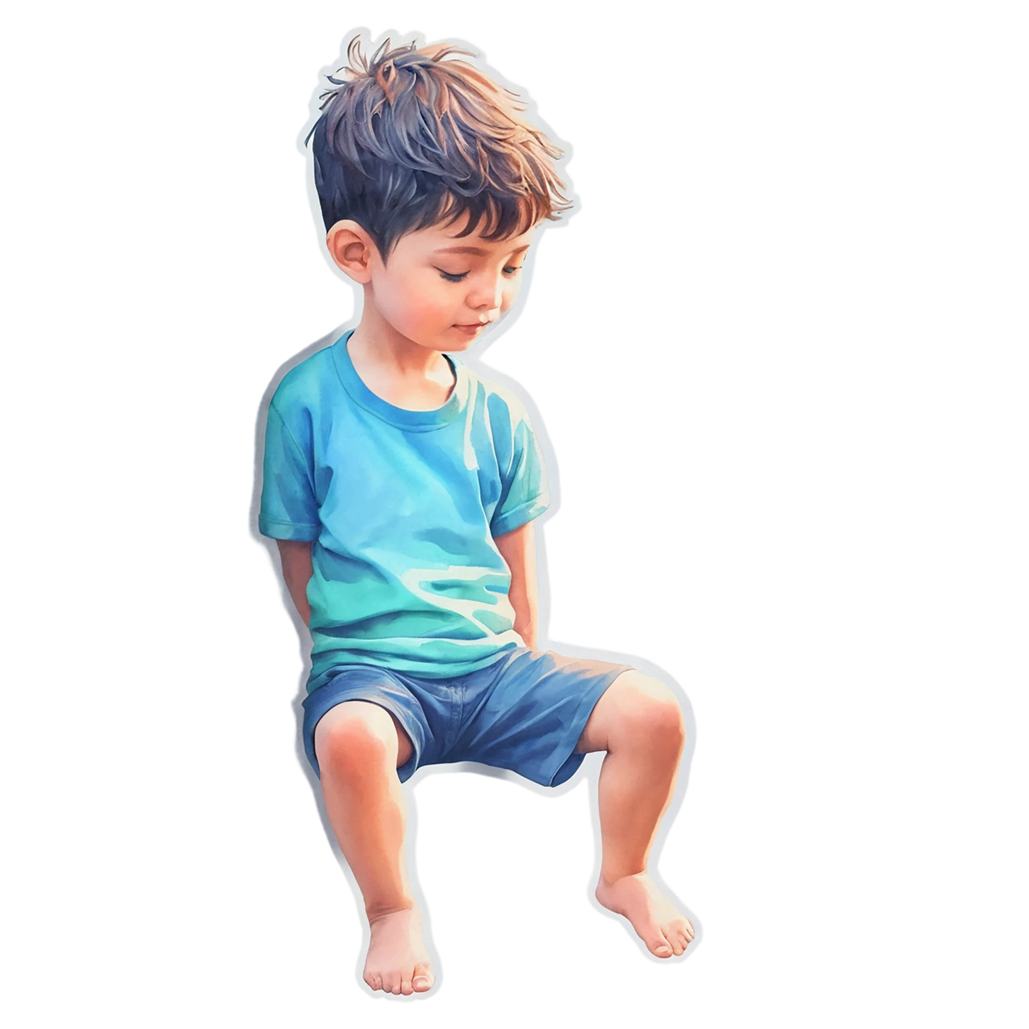 Boy watercolor sticker isolated on transparent background #13540
