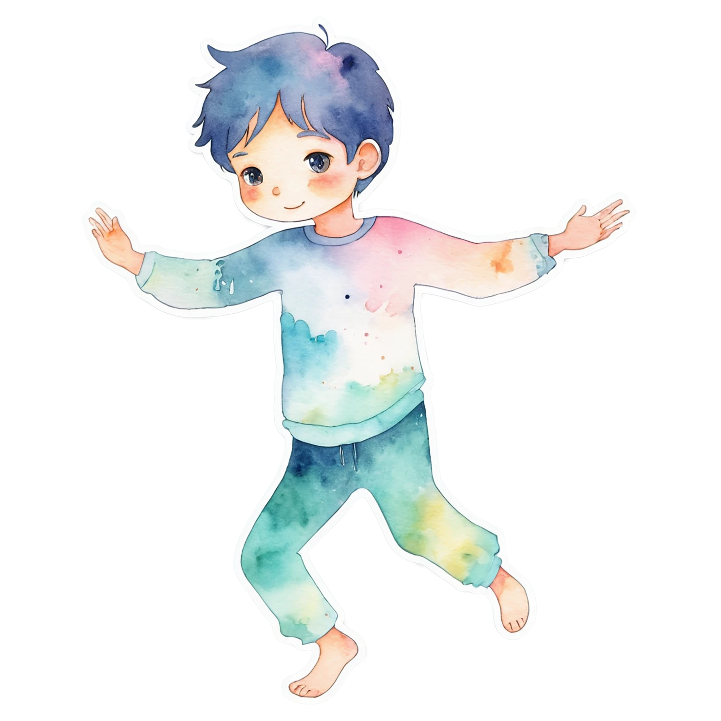 Boy watercolor sticker isolated on transparent background #13541