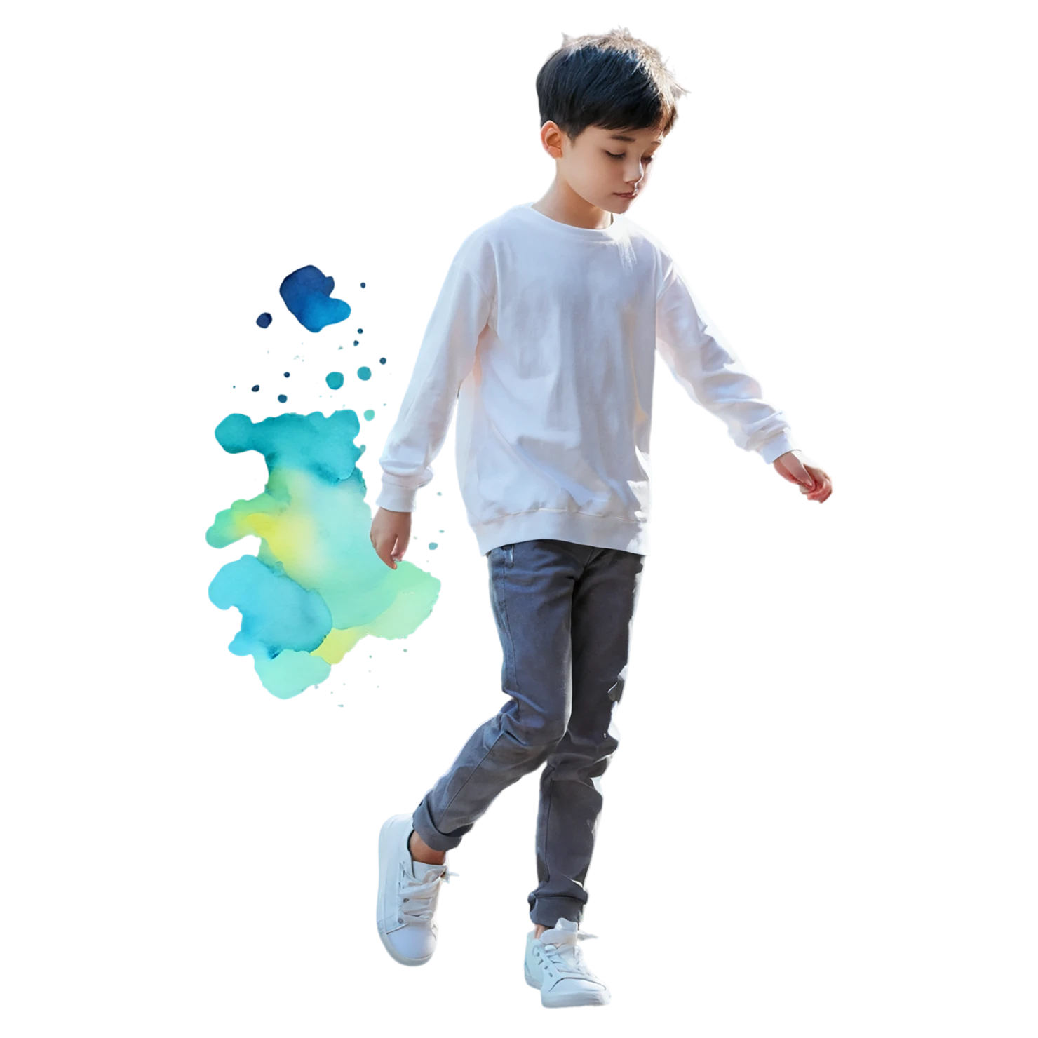 Boy watercolor sticker isolated on transparent background #13542