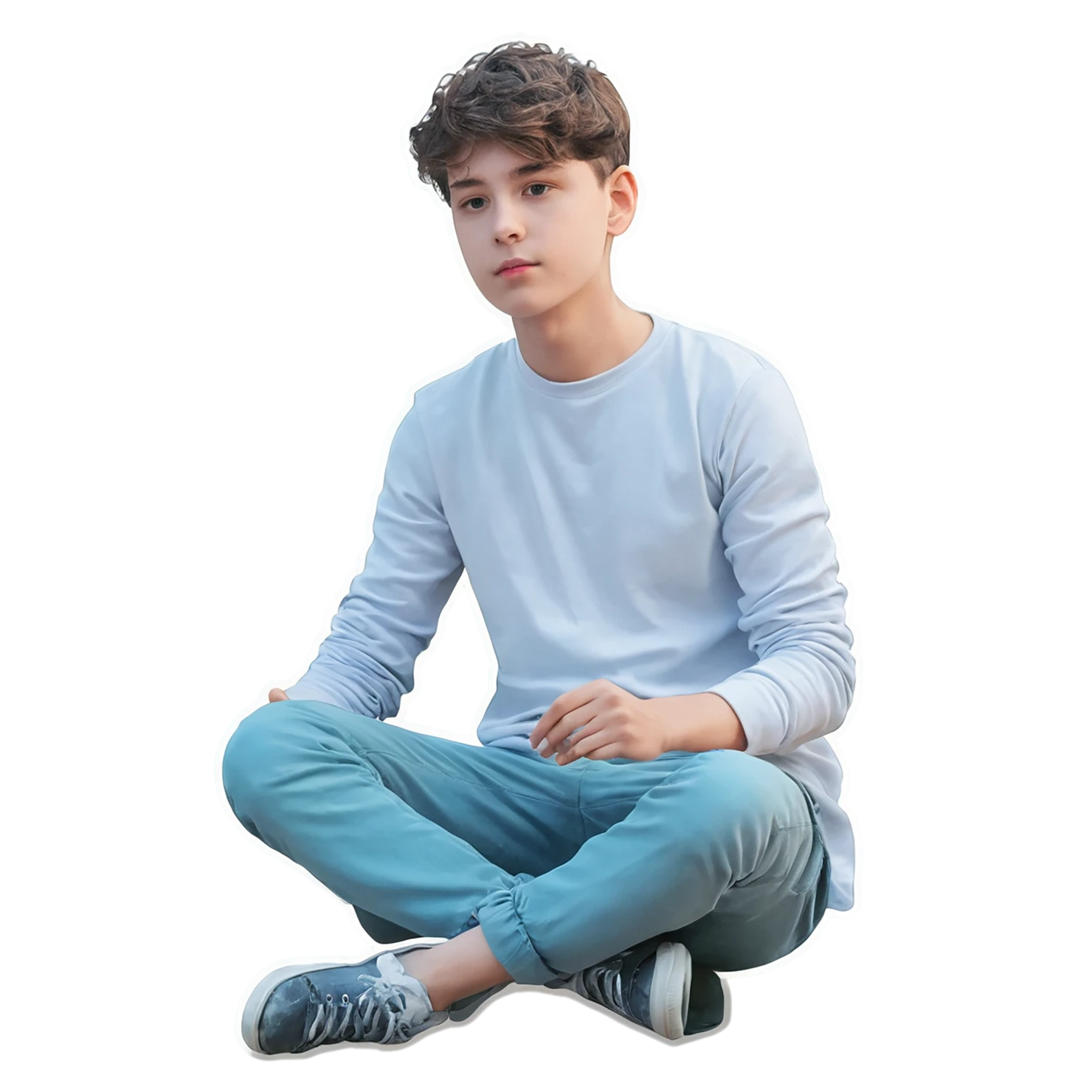 Boy watercolor sticker isolated on transparent background #13543