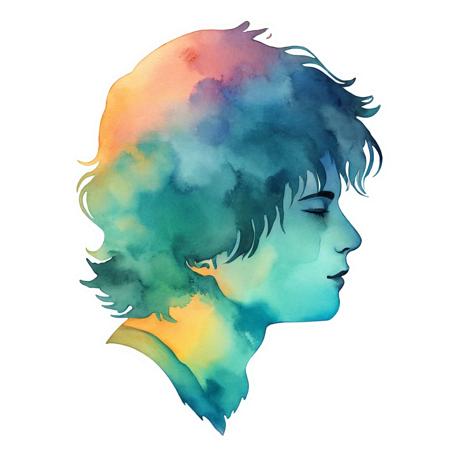 Boy watercolor sticker isolated on transparent background #13544