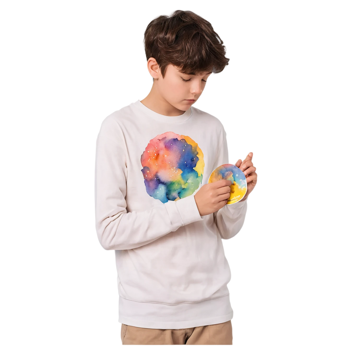 Boy watercolor sticker isolated on transparent background #13545