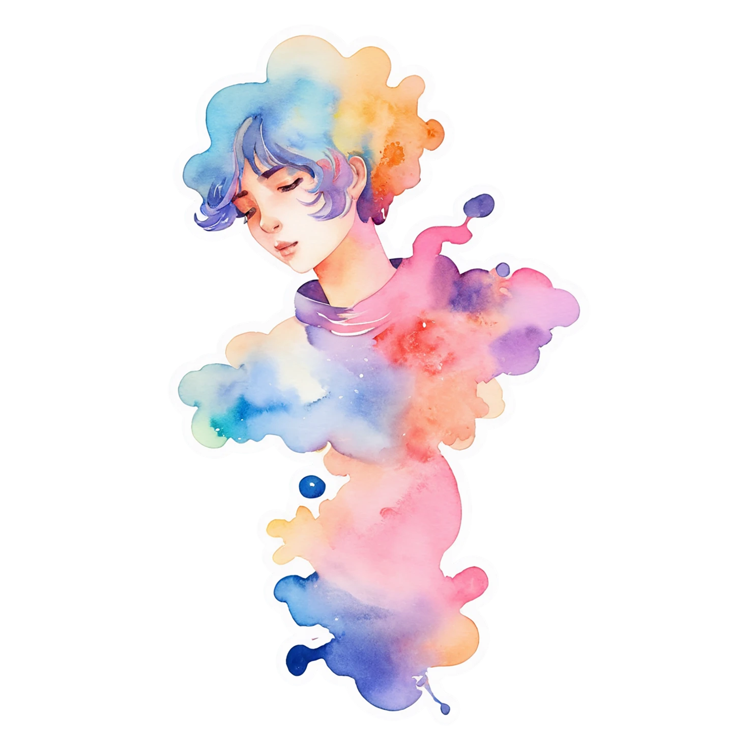 Boy watercolor sticker isolated on transparent background #13554