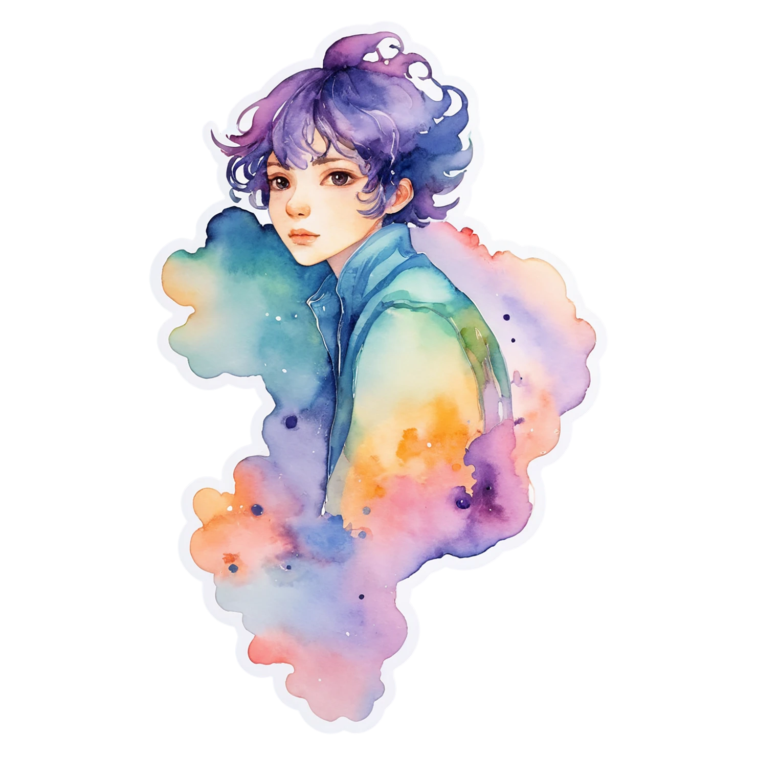 Boy watercolor sticker isolated on transparent background #13558