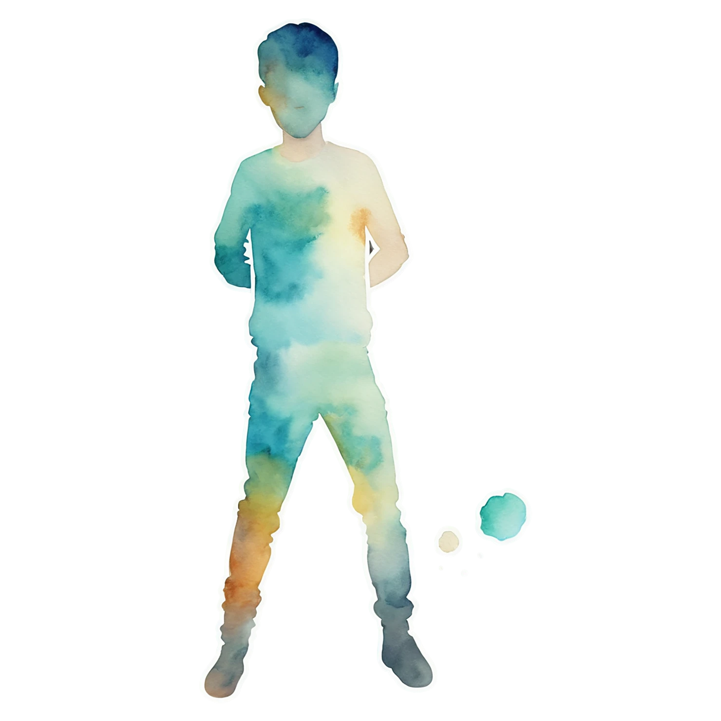 Boy watercolor sticker isolated on transparent background #13561