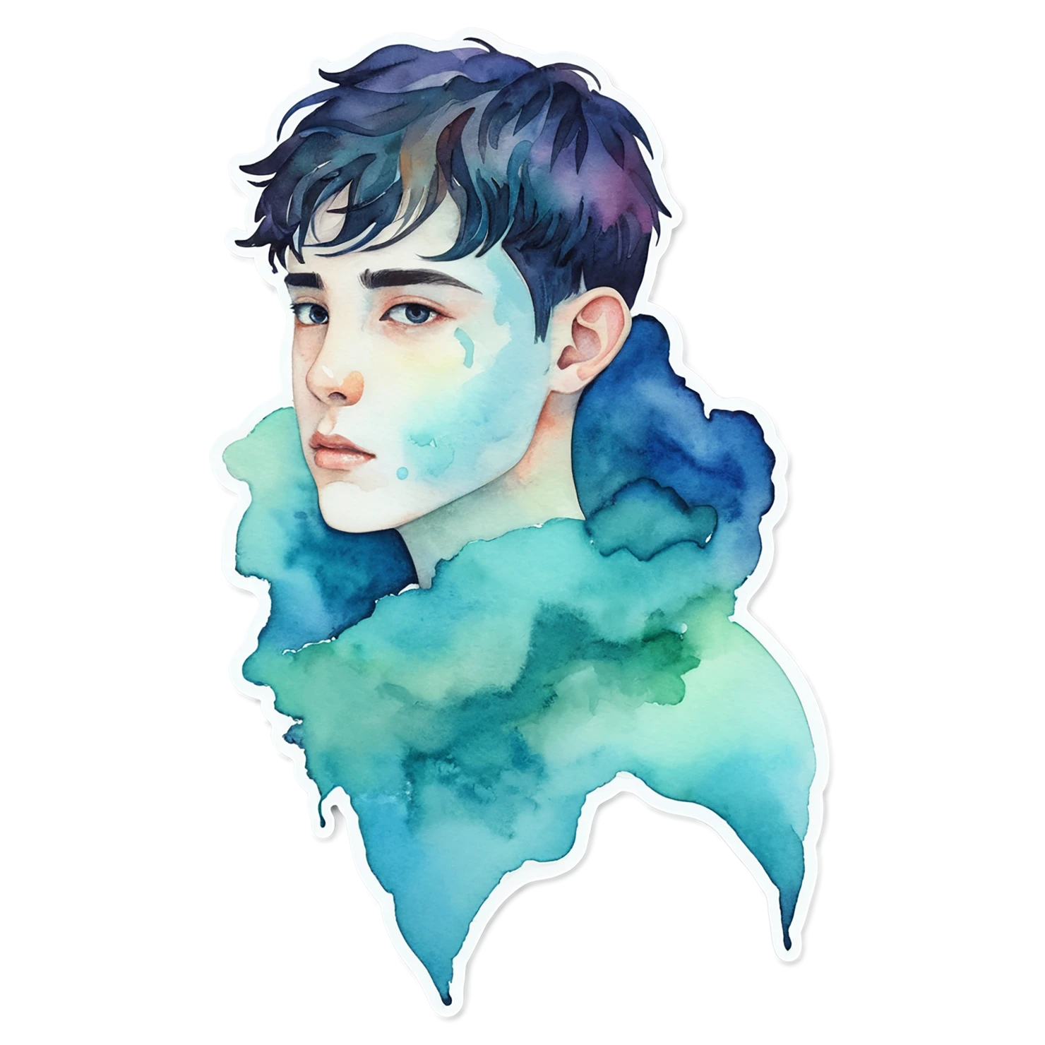 Boy watercolor sticker isolated on transparent background #13567