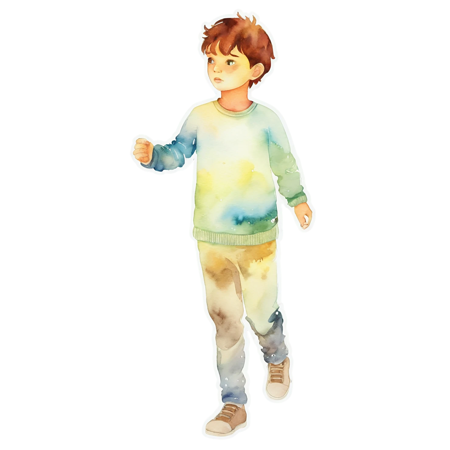 Boy watercolor sticker isolated on transparent background #13569