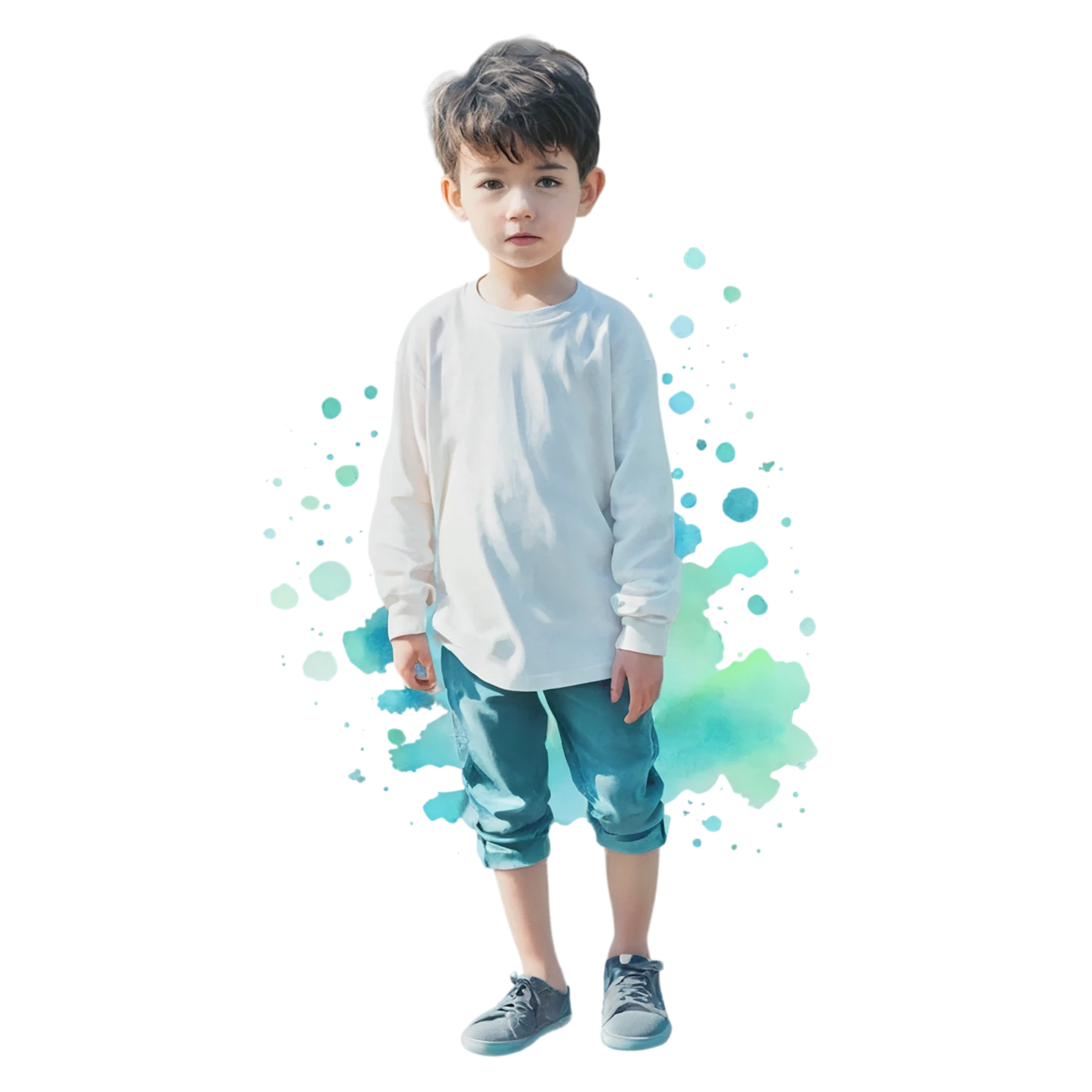 Boy watercolor sticker isolated on transparent background #13570