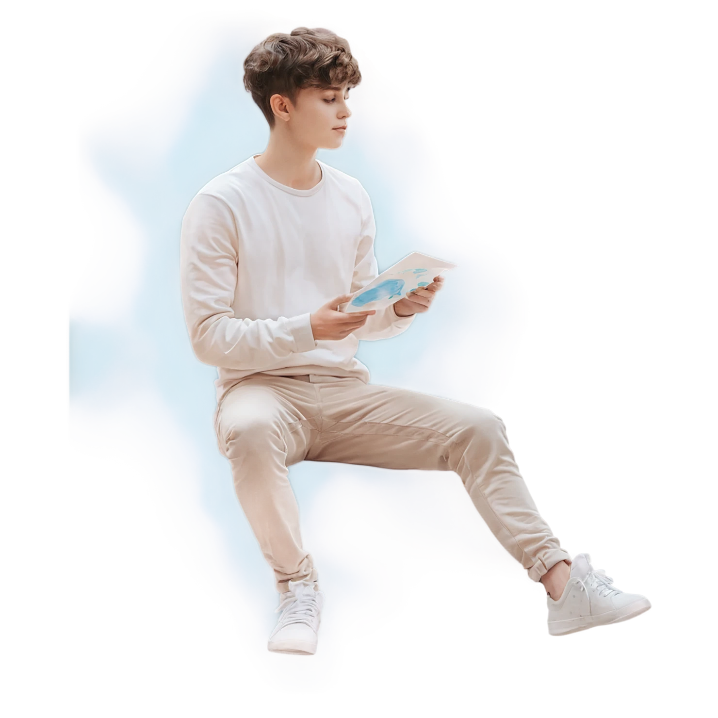 Boy watercolor sticker isolated on transparent background #13576