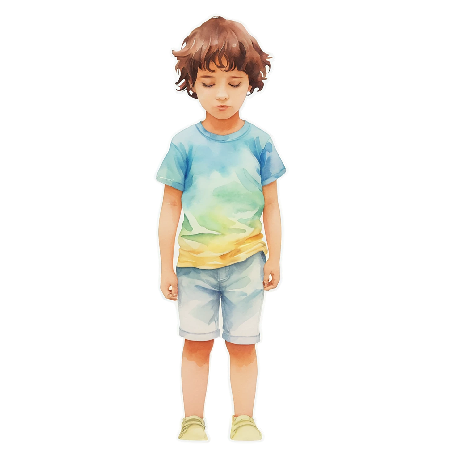 Boy watercolor sticker isolated on transparent background #13581