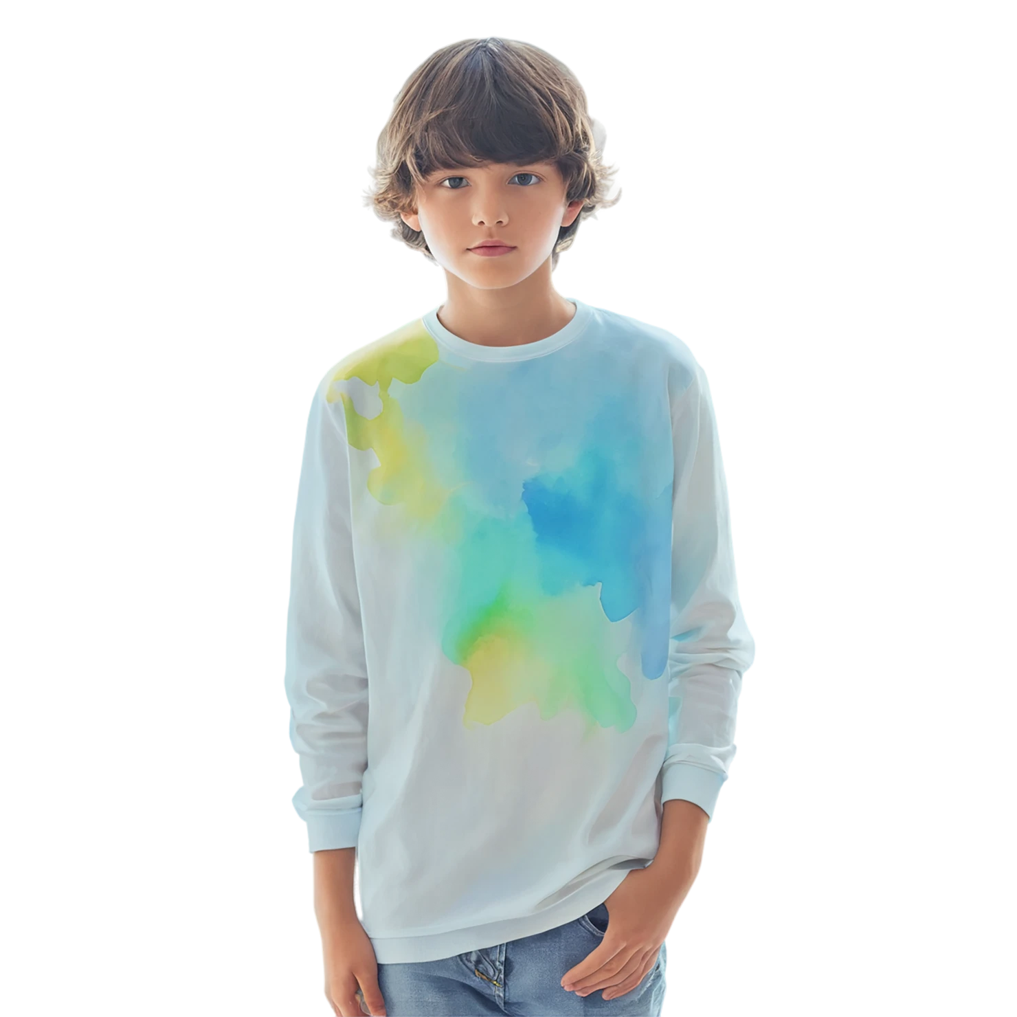 Boy watercolor sticker isolated on transparent background #13592