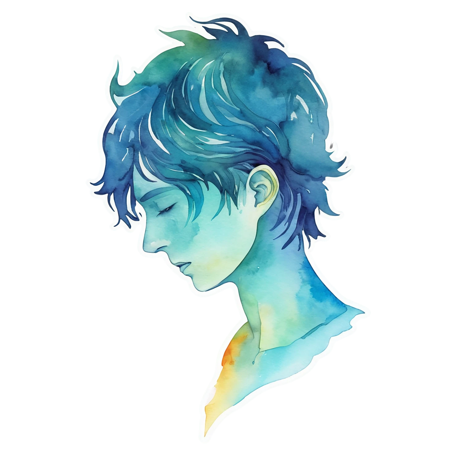 Boy watercolor sticker isolated on transparent background #13597