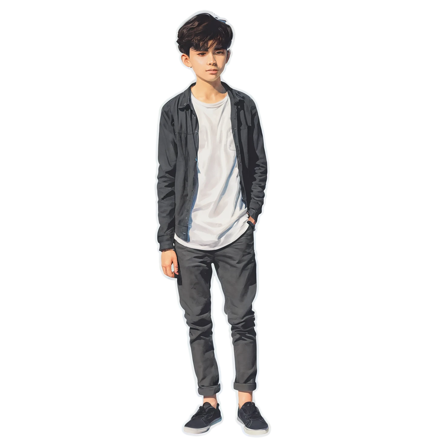 Boy watercolor sticker isolated on transparent background #13603