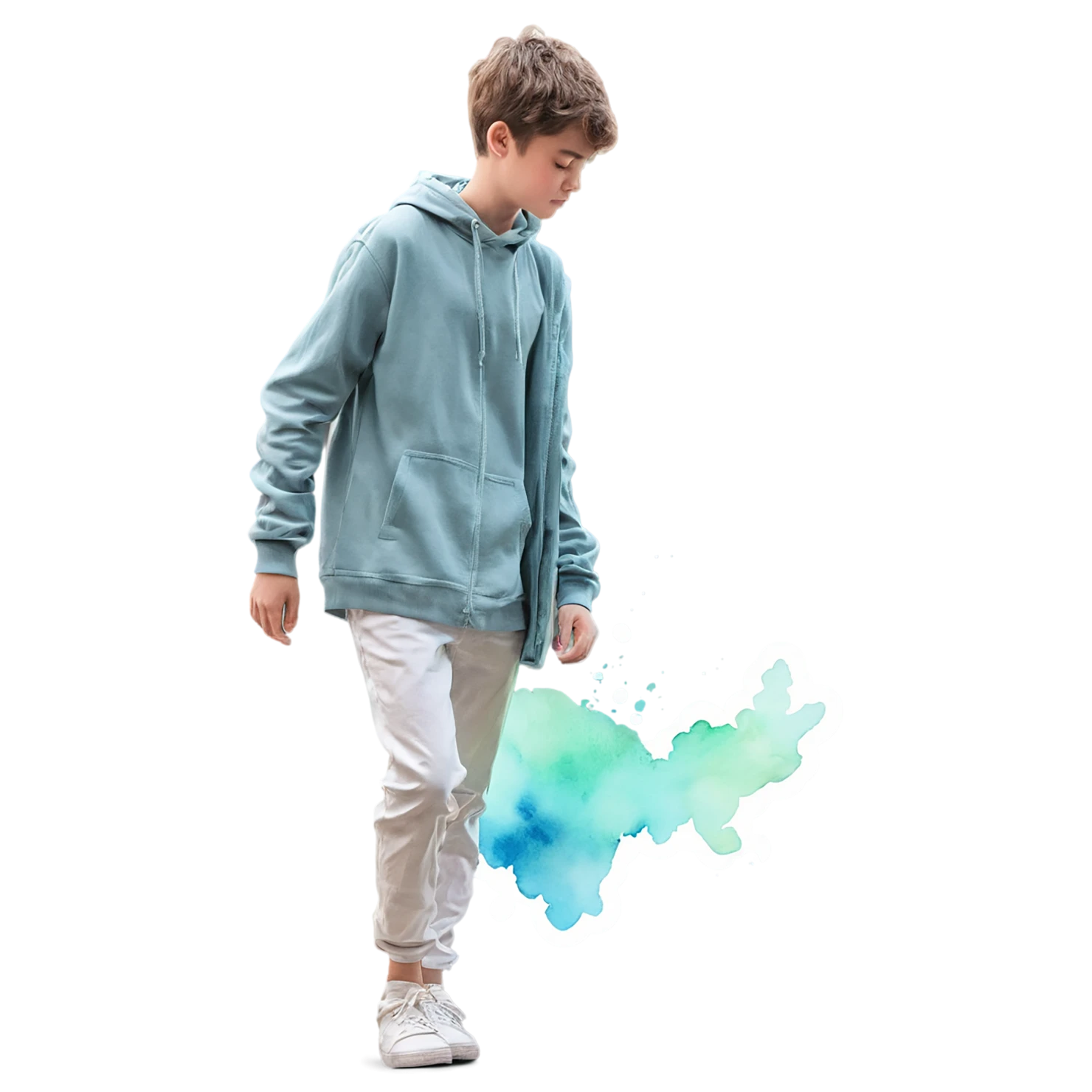 Boy watercolor sticker isolated on transparent background #13606