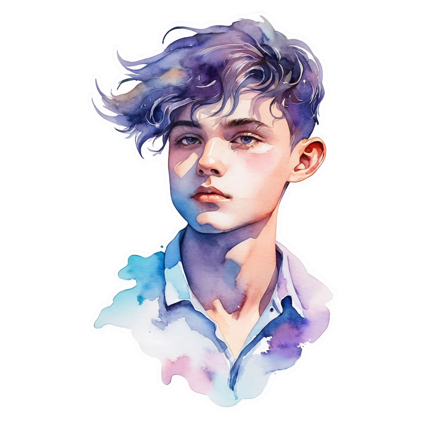 Boy watercolor sticker isolated on transparent background #13614