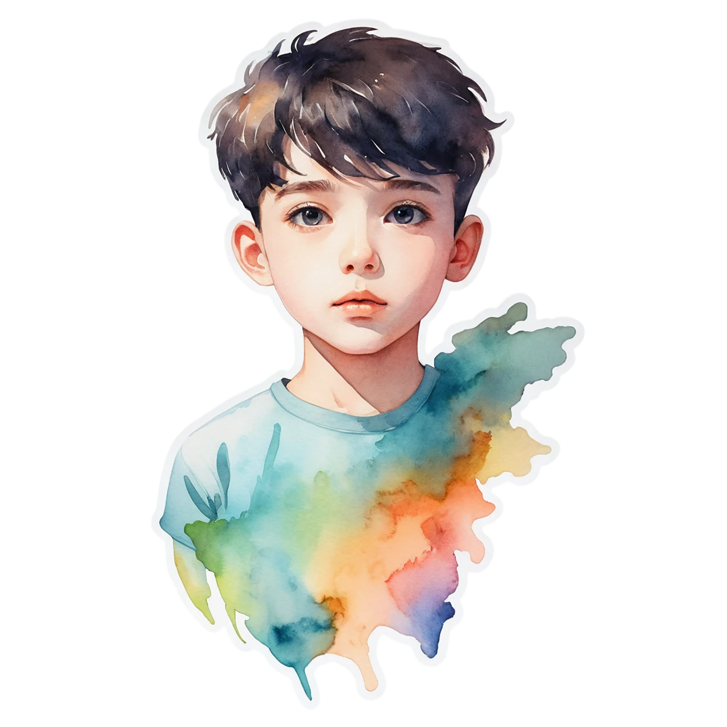 Boy watercolor sticker isolated on transparent background #13615