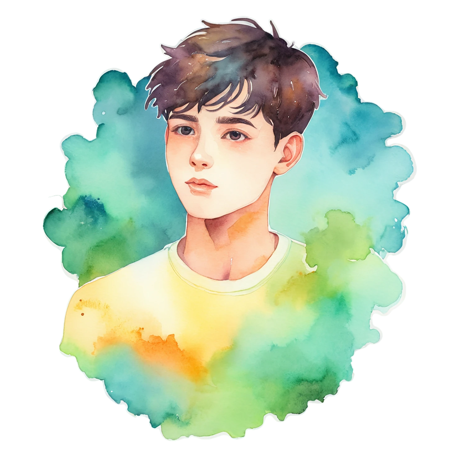 Boy watercolor sticker isolated on transparent background #13616
