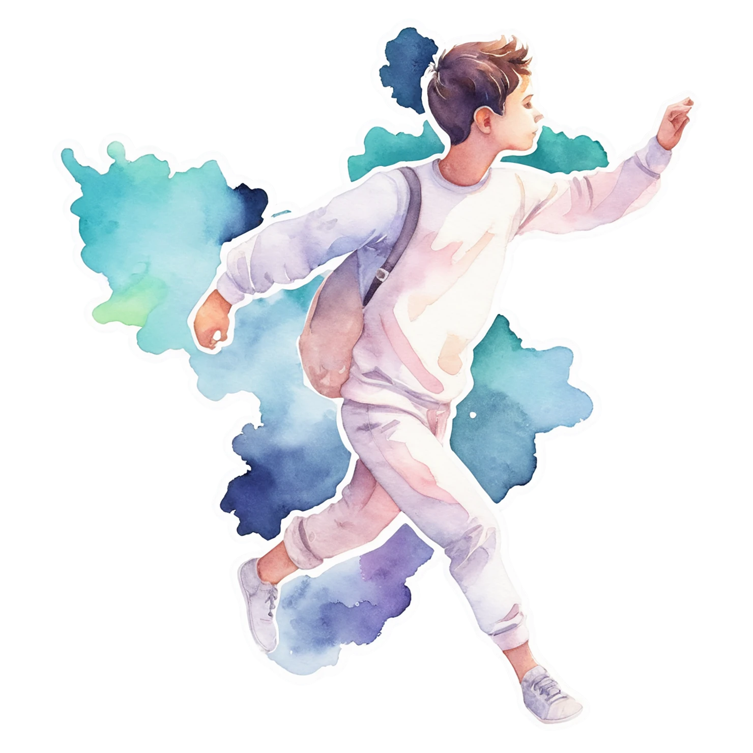 Boy watercolor sticker isolated on transparent background #13619