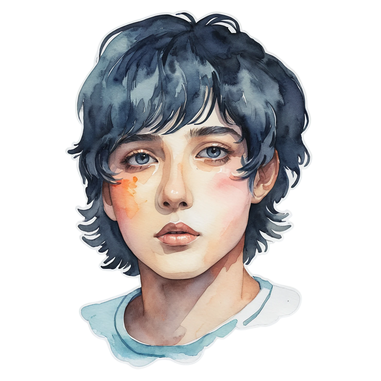 Boy watercolor sticker isolated on transparent background #13621