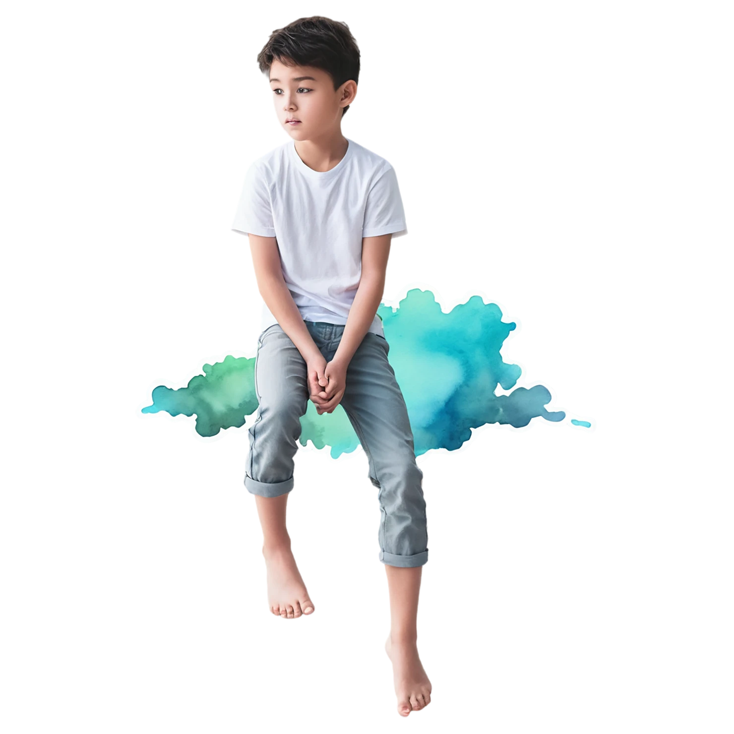 Boy watercolor sticker isolated on transparent background #13622