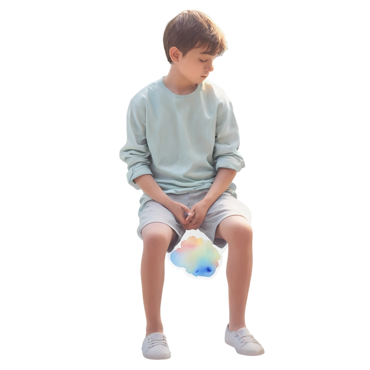 Boy watercolor sticker isolated on transparent background #13623