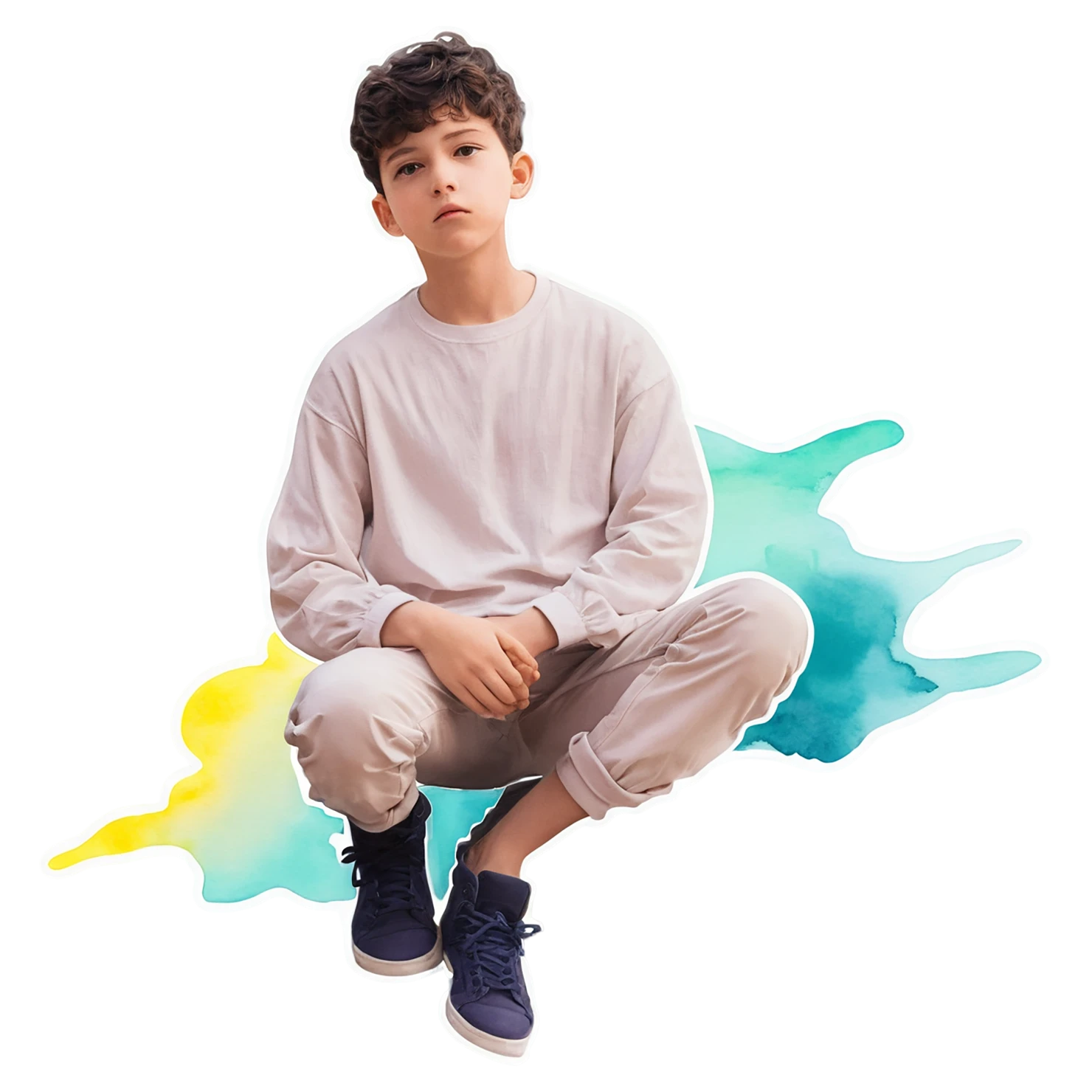 Boy watercolor sticker isolated on transparent background #13626
