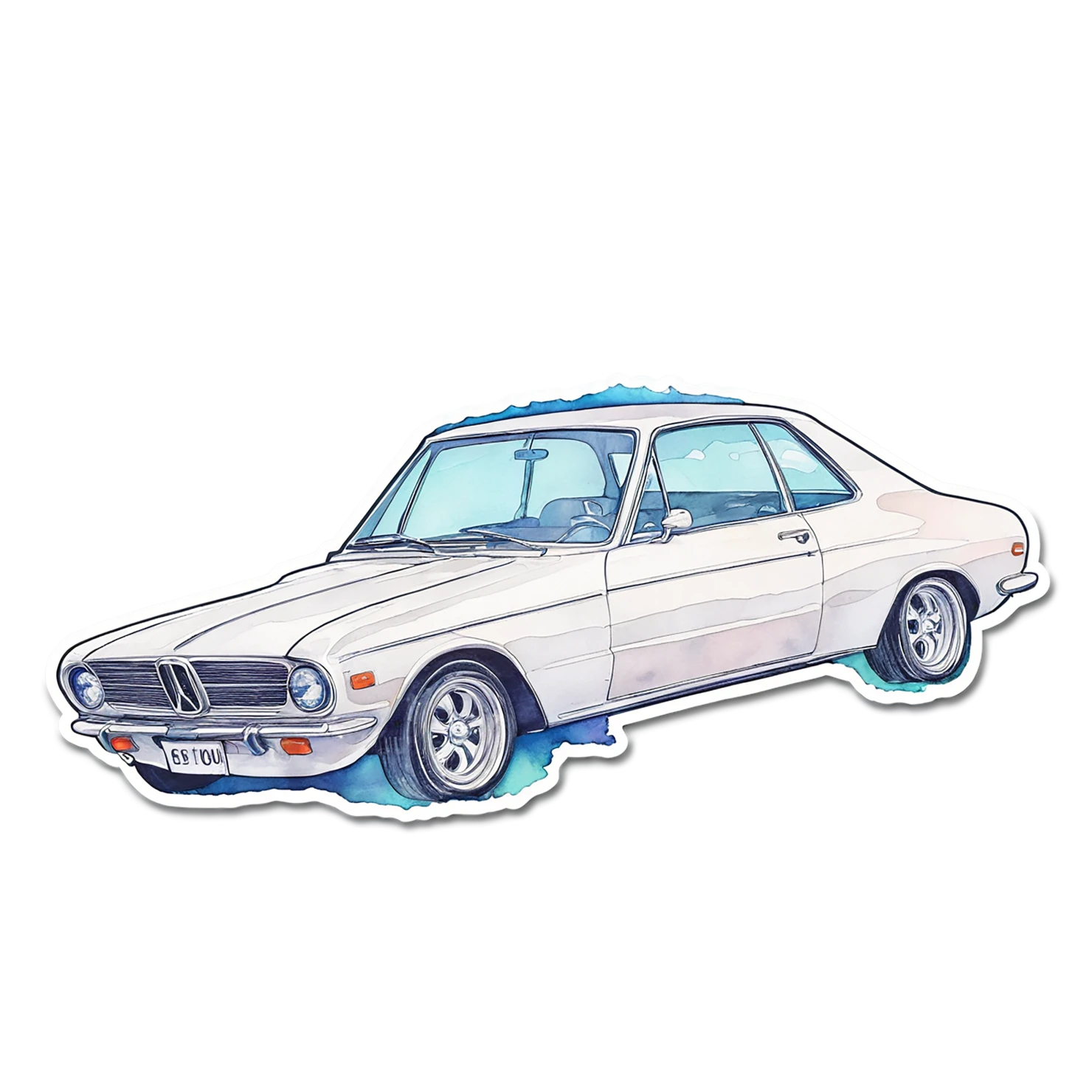 Car watercolor sticker isolated on transparent background #13634