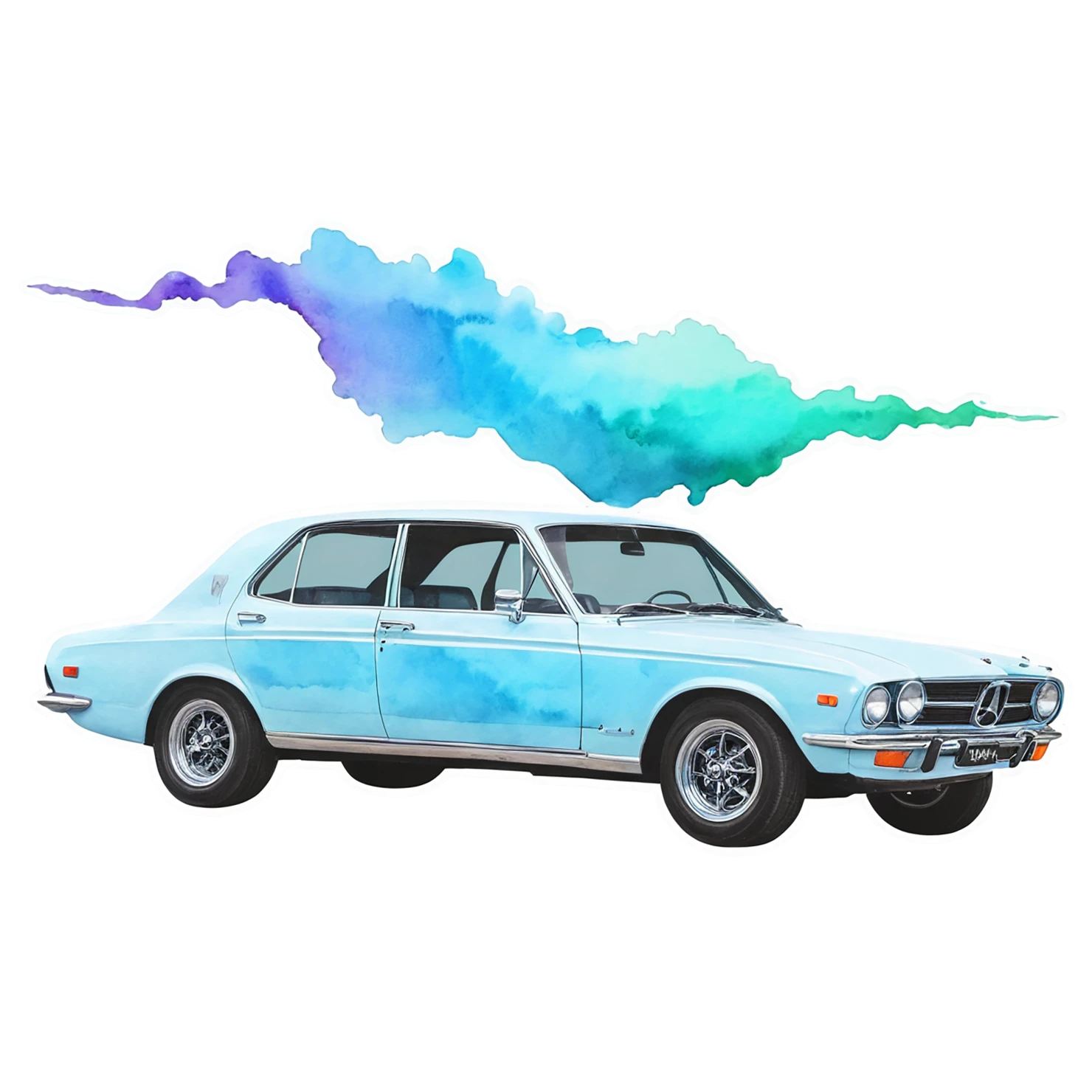 Car watercolor sticker isolated on transparent background #13639